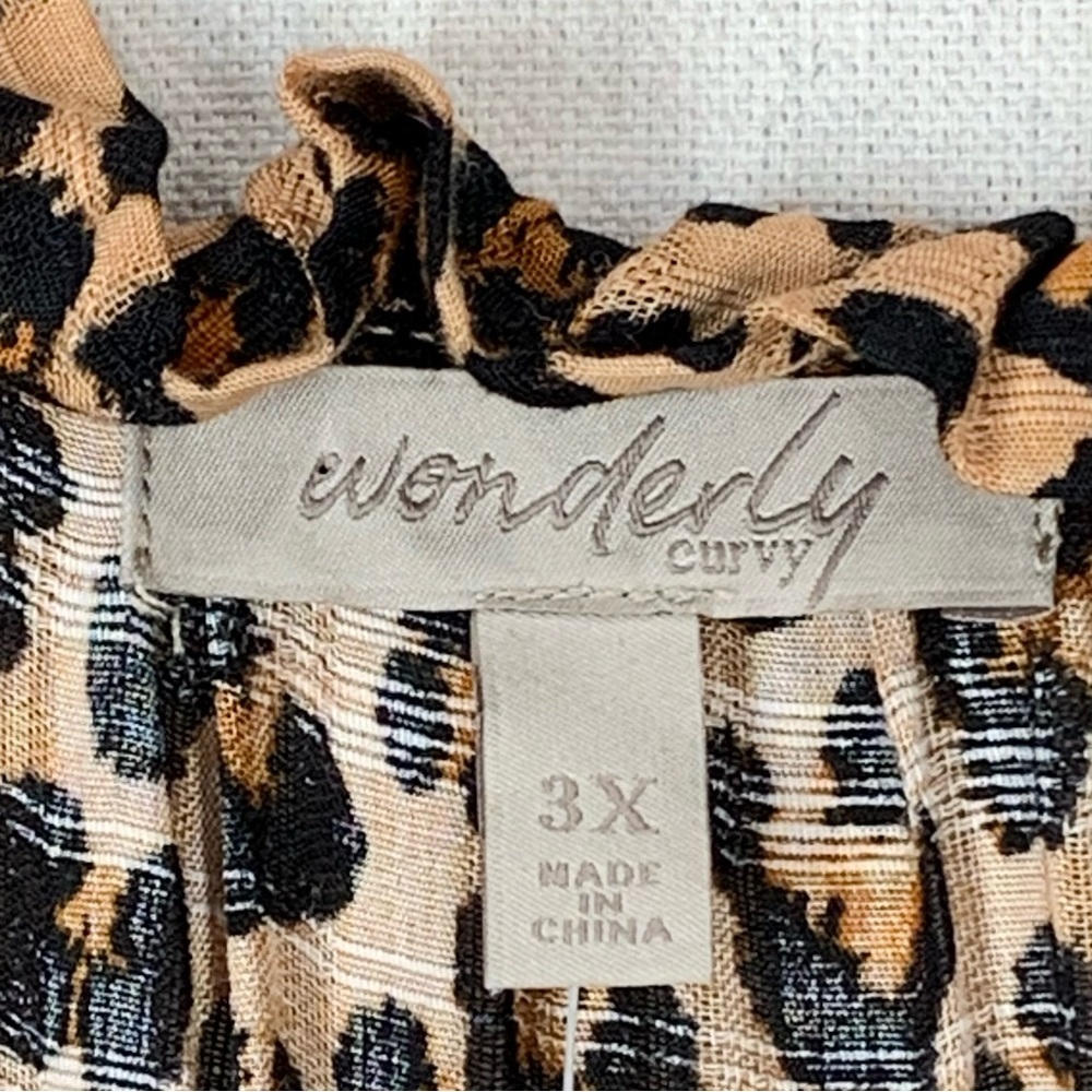 Wonderly NWT Leopard Print Long Sleeve V-Neck Tiered Skirt Mini Dress - Size 3X - Picture 13 of 16